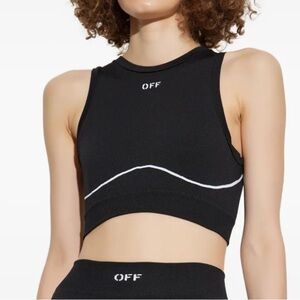 Off-White Black Sports Bra with White Accents